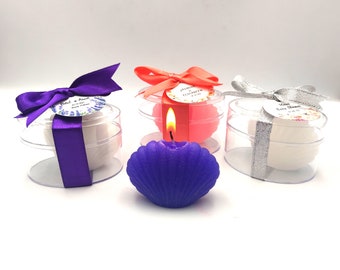 regalo de boda para invitados, Ver favores de concha para invitados, favores de despedida de soltera, regalos de fiesta, favores de baby shower para niños, regalos de velas personalizados