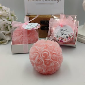 Rose Candle Favor, Wedding Favors in Bulk, Bridal Rose Candle Gifts, Personalized Wedding Gift, Wedding Gift Set, Rose Wedding Favors