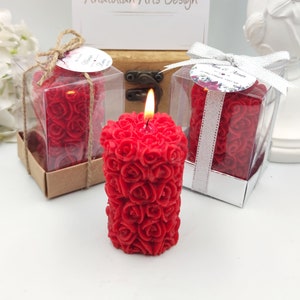 Rose Candle Favor, Wedding Favor Candle Gift Box, Customized Bride Candle, Bridal Shower Favor, Roll Wedding Candles, Wedding favor Gift