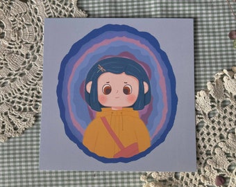 "Süßer Druck ""Blue Hair Yellow Raincoat Girl"" / Pastell / Pastell."