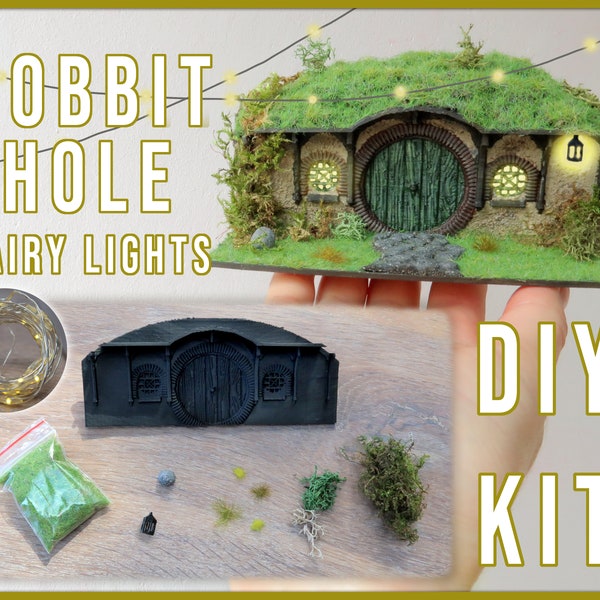 Hobbit Hole Diorama DIY Kit avec guirlandes lumineuses | Hobbitebourg, Cadeaux, Geek, Créative, Fantastique