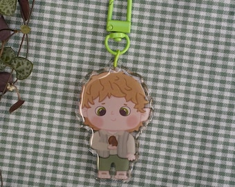 Samwise inspirierter Acryl-Epoxy-Schlüsselanhänger | Niedlicher, steinerner Hobbit, Herr der Ringe