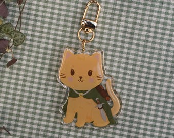 Ringträger Katze Acryl Epoxy Schlüsselanhänger | Niedlicher, steinerner Hobbit, Herr der Ringe