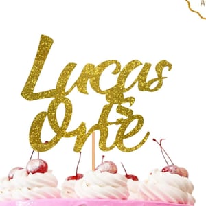 Topper de bolo de primeiro aniversário - Topper de bolo personalizado 1 2 3 - Decorações de feliz aniversário | Cartão Glitter Dupla Face - Qualquer Nome, Idade Personalizado