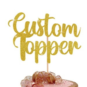 Adorno para tarta personalizable - Tarjeta con purpurina de doble cara cortada con láser - Accesorio de decoración para fiestas - Fabricado en el Reino Unido