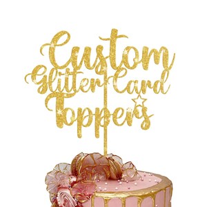 Gepersonaliseerde taarttopper - dubbelzijdige taarttopper - aangepaste glitterkaarttoppers voor verjaardagen huwelijksverjaardag
