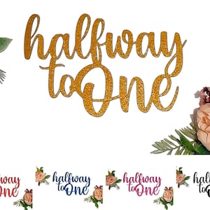 Halfway To One taarttopper 6 maanden halve verjaardag Dubbelzijdig glitterkaarttoppers Goud 1/2 Way to One Feestdecoratie Taartdecor meisje jongen