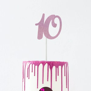 10ème topper de gâteau, toppers de gâteau d’anniversaire, 10ème anniversaire Glitter Card , Baby Birthday Topper, Double Face