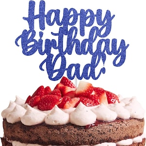Happy Birthday Dad Cake Topper - Papa Geburtstag Tortenstecker - Glitter Cake Topper - Doppelseitig