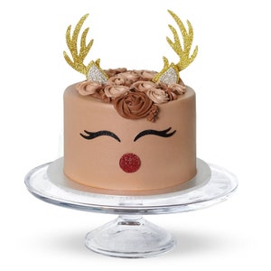 Glitter Card Reindeer Christmas Cake Topper Merry Christmas Topper