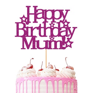 Alles Gute zum Geburtstag Mama Kuchen Topper | Mama Geburtstag Cake Topper | Muttertag Cake Topper | Doppelseitig 500g/qm | Nicht scherender Glitzerkarton