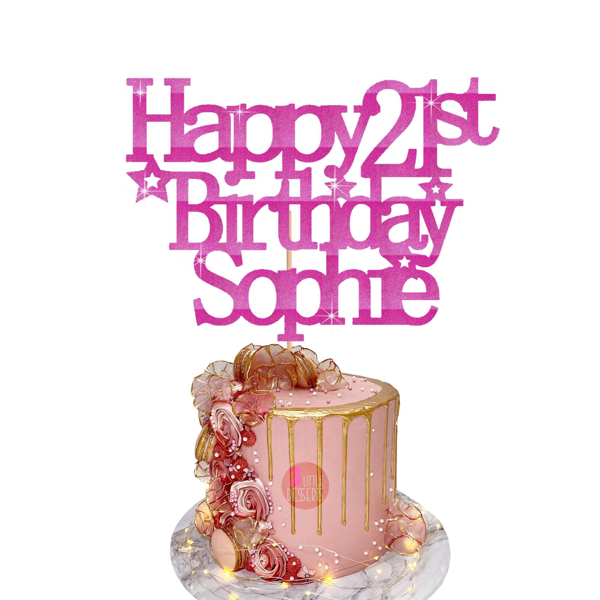 Happy Birthday | Glitter Custom Cake Topper | Personalised