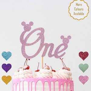 Topper de bolo com cartão brilhante para primeiro aniversário Topper de bolo de um aniversário Primeiro aniversário