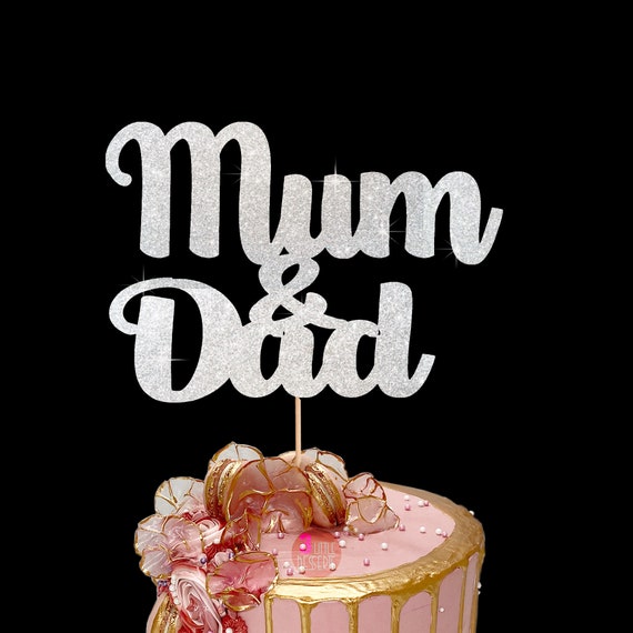 Cake topper Bonne fête Maman/ Bonne fête Papa miroir doré