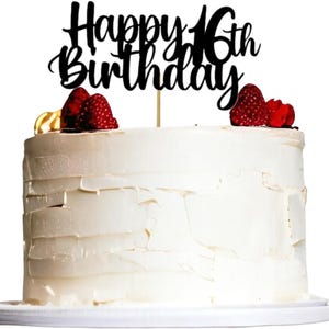 Gelukkige 16e verjaardag taarttopper Glitter kaartdecoraties Goud Hallo 16 tot 40-feest Viering Verjaardag Feestartikelen Cadeautoppers