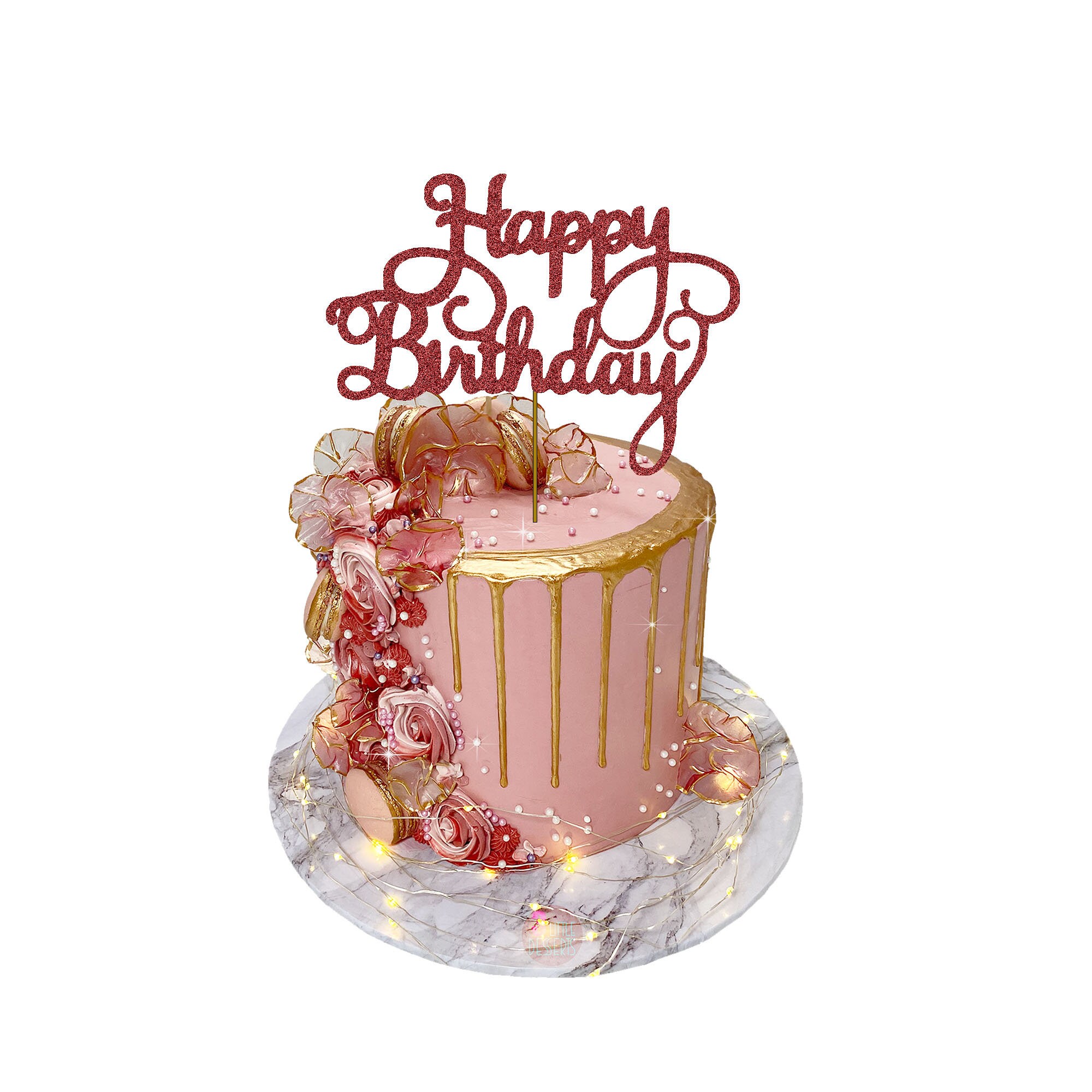 Décor de gâteau : joyeux anniversaire en bois 10.2 x 12.9 cm