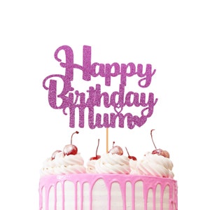 Happy Birthday Mama Tortenstecker - Glitter Cake Topper - Mama Geburtstag Tortendeko - Doppelseitiger Topper