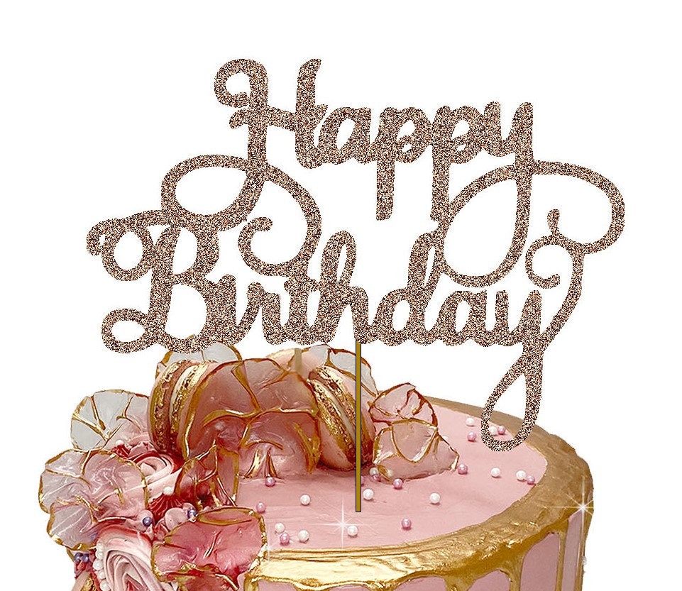 Happy Birthday Cake Topper, Glitter Birthday Cake Topper