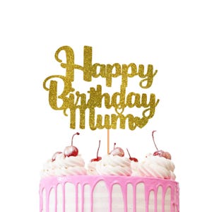 Happy Birthday Mama Tortenstecker - Glitter Cake Topper - Mama Geburtstag Tortendeko - Doppelseitiger Topper