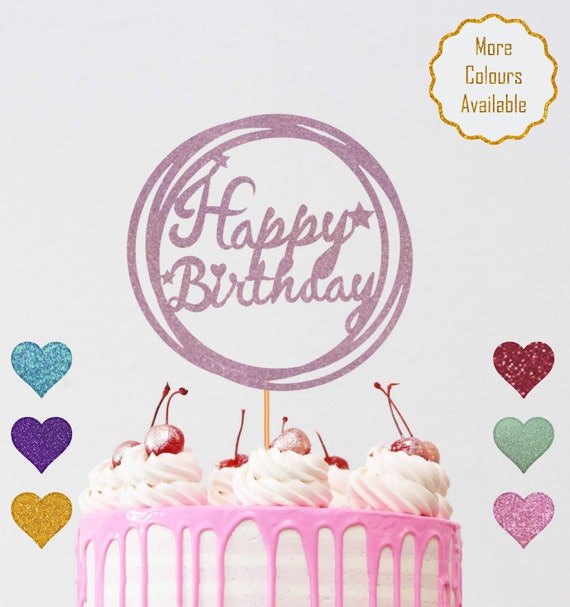 Happy 14th Birthday Pretty Cake Topper Glitter Card -  Portugal