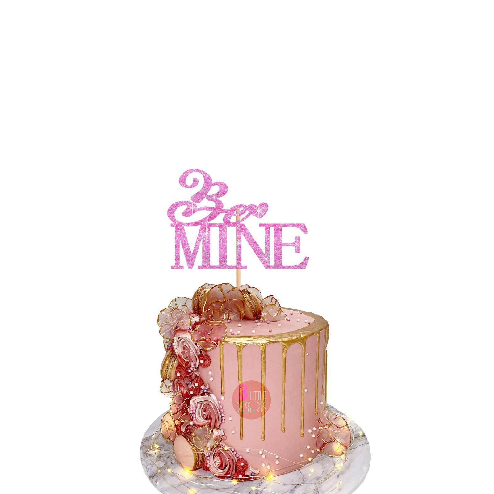 Topper Per Torta San Valentino 'Be Mine' Con Bandierine - Decorazione Festa, 15x20cm