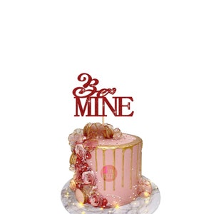 Topper de pastel de feliz día de San Valentín / Be Mine / Celebración de San Valentín / Toppers de corazón de amor / Tarjeta de brillo / Doble cara / 350 gsm de espesor /