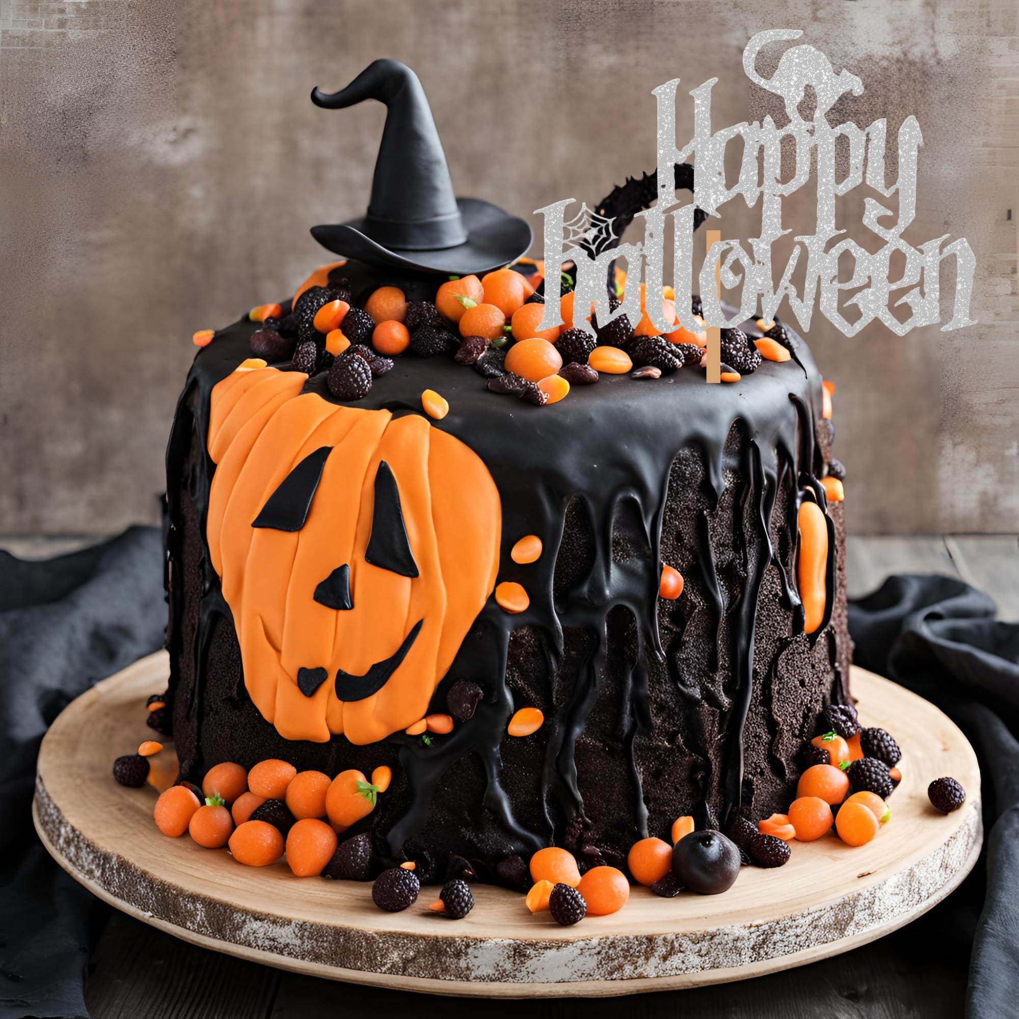 Décor De Gâteau Halloween Dekora – Topper Plastique "Happy Halloween" Avec Sorcière, 10x11 Cm