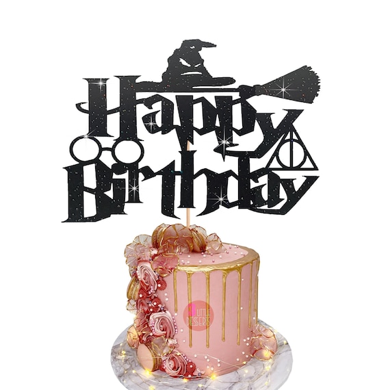 Happy Birthday Cake Topper, Harry Potter Cake Decoration, Kids Cake Topper,  Glitter Cake Topper, Harry Potter Birthday, Double Sided 