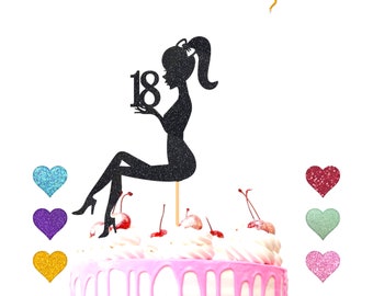 Sitting Girl Silhouette Cake Topper, Woman Cake Toper, Custom Age, Crown Princess, Happy Birthday Cake Topper, Lady On Cake