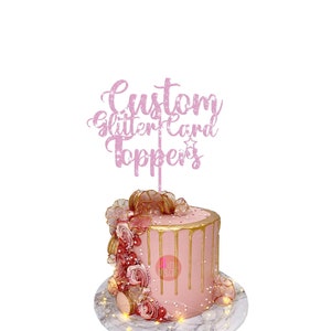 Décoration de gâteau personnalisée - décoration de gâteau recto-verso - décorations de cartes scintillantes personnalisées pour les anniversaires de mariage