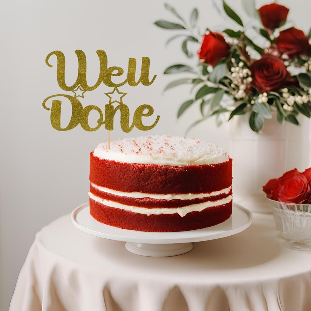Well Topper Well Done Cake Topper Glitter Cardstock Party Favour Party Decoration ...