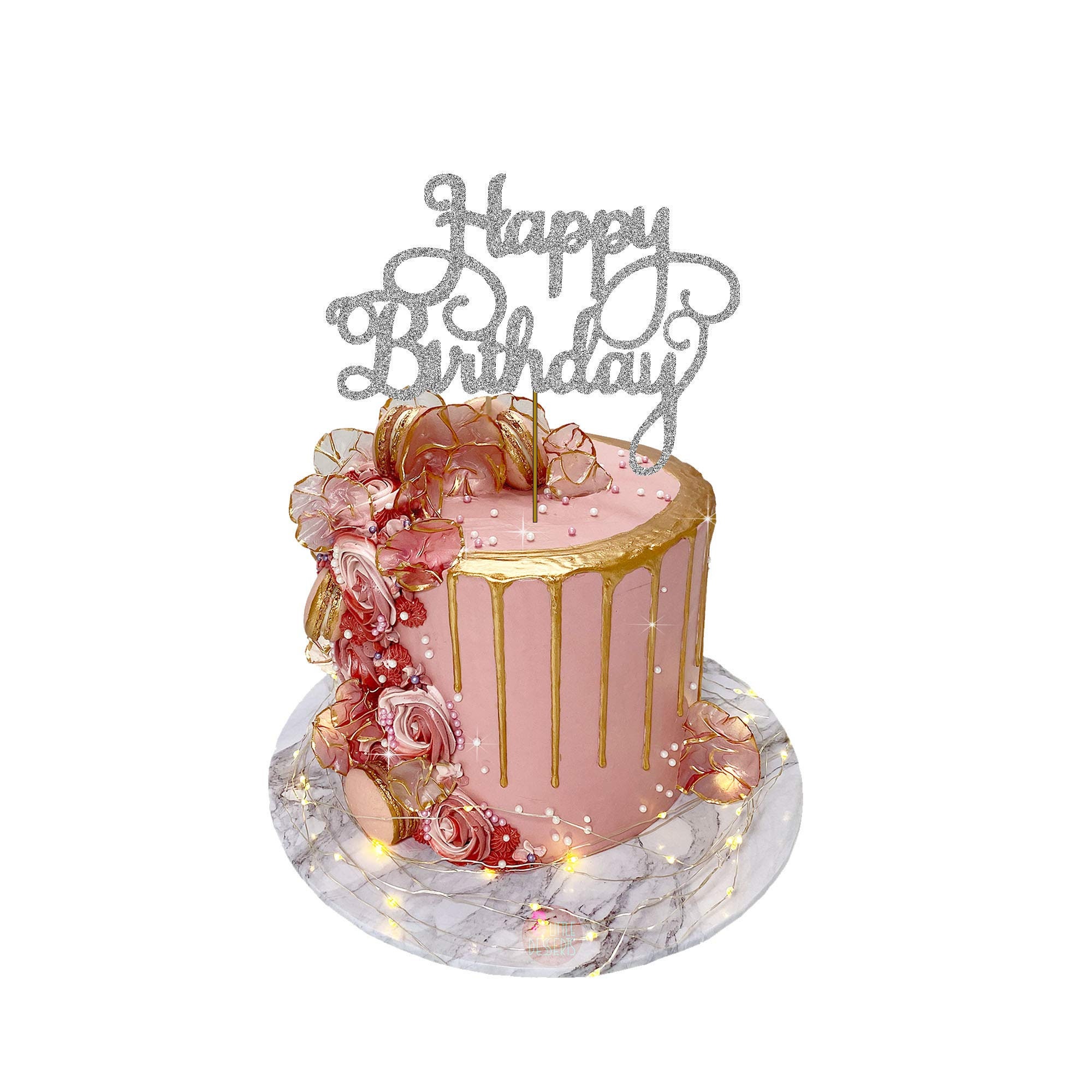 Mini Happy Birthday Cake Topper- Gold Glitter – Flour Shop