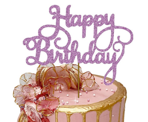 Happy Birthday Cake Topper, Glitter Birthday Cake Topper