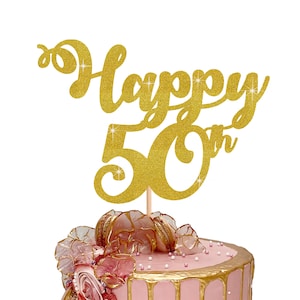 Feliz 50 cumpleaños topper - brillo tarjeta pastel topper - feliz 50 cumpleaños pastel topper - pastel topper cumpleaños - feliz cumpleaños topper
