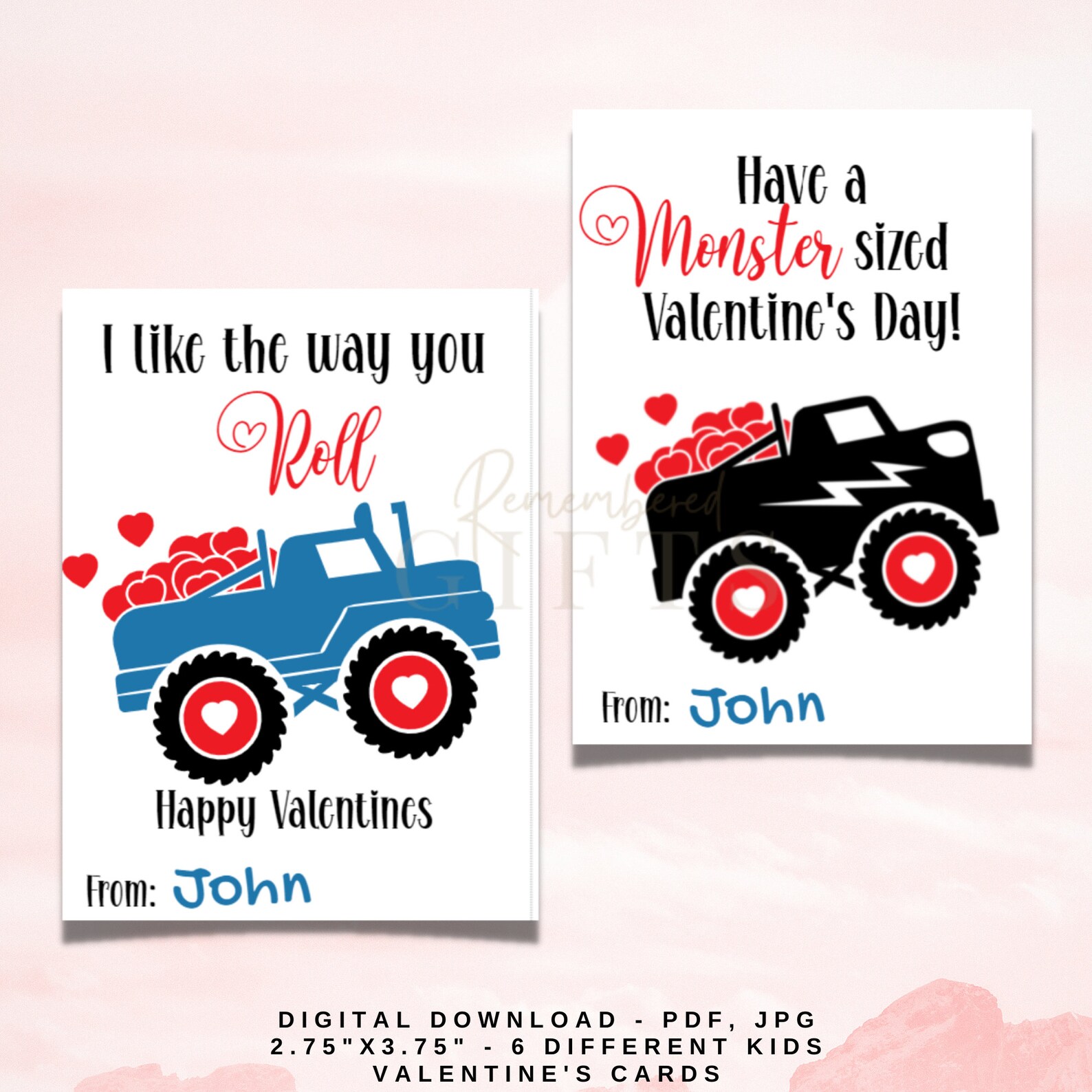 Printable Truck Valentines Day Cards for Kids (digital Download) - Etsy