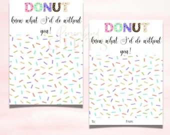 Valentines Donut Card: Printable Cookie Tag (Digital Download)