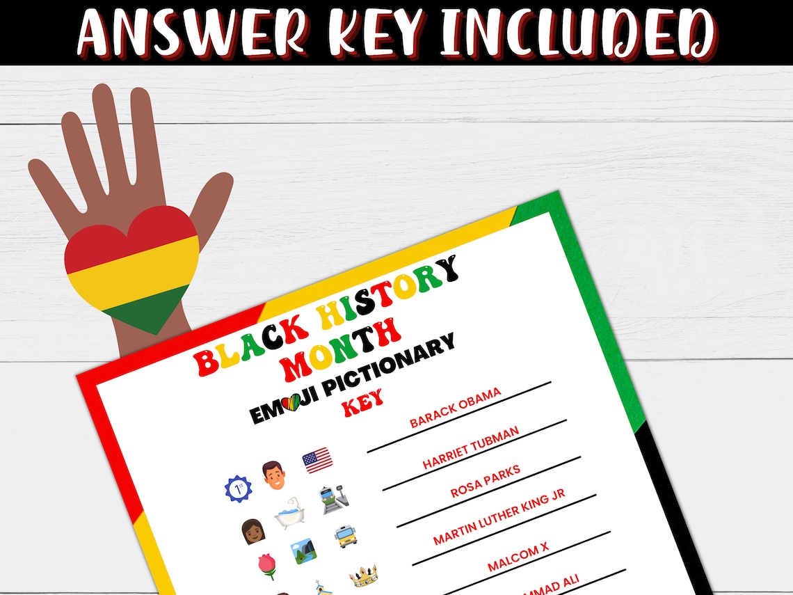 Black History Month PICTIONARY EMOJI Black History Month Trivia Game