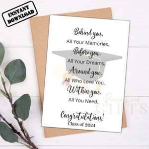TARJETA DE GRADUACIÓN / Tarjeta de graduación imprimible para él o ella / Tarjeta de felicitaciones / Tarjeta de graduación de 5" x 7" / Descarga instantánea