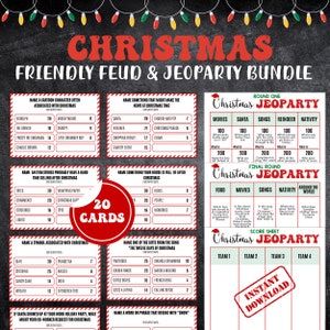 Christmas Game Bundle: Jeoparty & Friendly Feud Trivia (Printable)