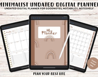 Minimalist Undated Digital Planner: Weekly, Goodnotes, Notability (PDF)