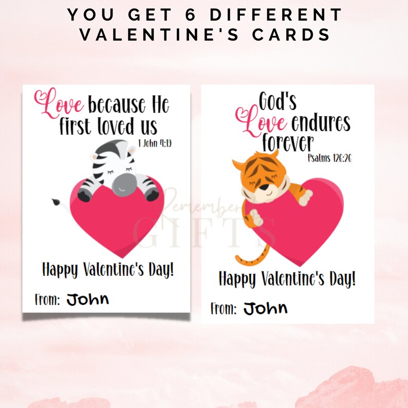 BIBLE VERSE VALENTINES Valentines Card Bible Scripture Valentine's Day Cards for Kids 2.75x3.75 image 4