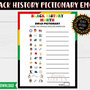 Black History Month PICTIONARY EMOJI | Black History Month Trivia Game | Black History Month Quiz | African American Trivia Group Game