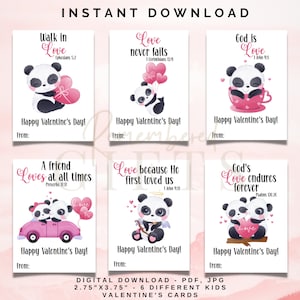 Valentinskarte | BIBELVERS VALENTINSTAG | Bibel-Schrift-Valentinskarte | Panda-Valentinskarte für Kinder 2,75 "x 3,75"