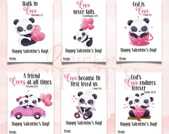 Panda Bible Verse Valentines Cards for Kids (Digital Download)