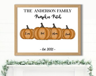 Personalized Family Pumpkin Patch Sign | Printable Fall Farmhouse Décor | Custom Pumpkin Patch Sign | Fall Décor | 4 DIY Fall Wall Art