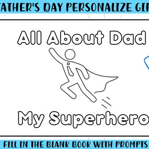 All About DAD Personalized Book | Book With Prompts | Fathers Day Gift | DIY Fathers Day Gift From Kid | Birthday Personalized Gift For Dad