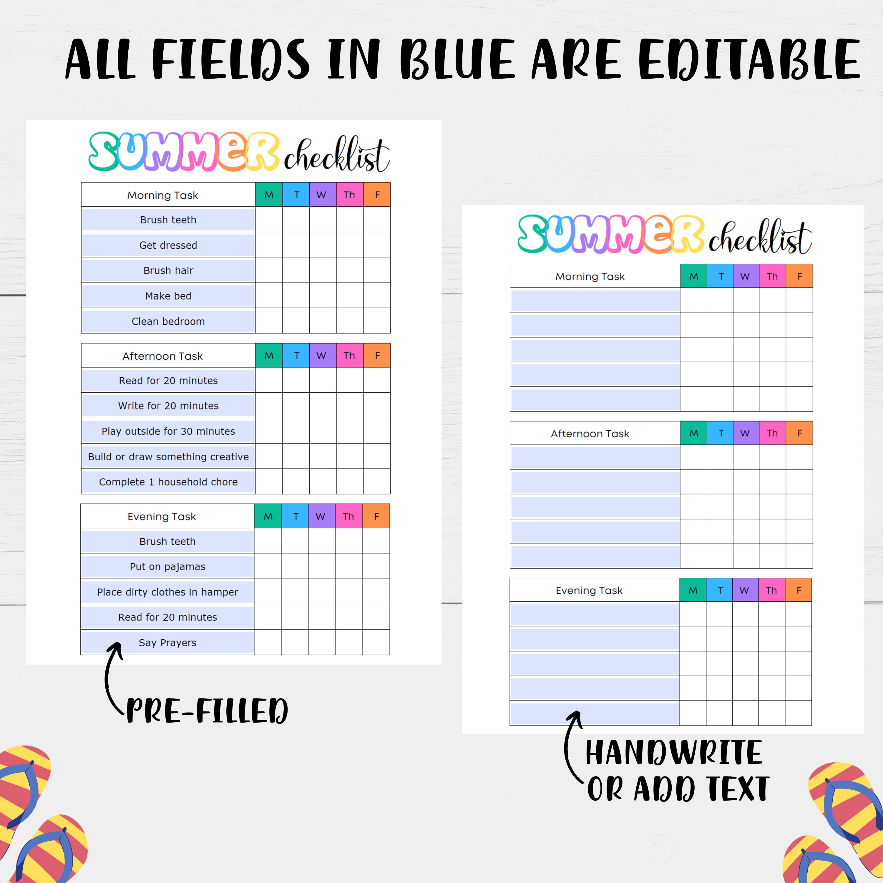 Printable Editable Summer Checklist Summer Checklist Summer Routine ...