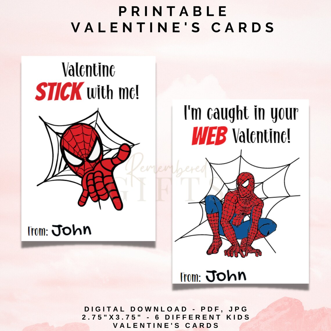 Spiderman Valentine Cards Valentines Card Valentine Card Etsy