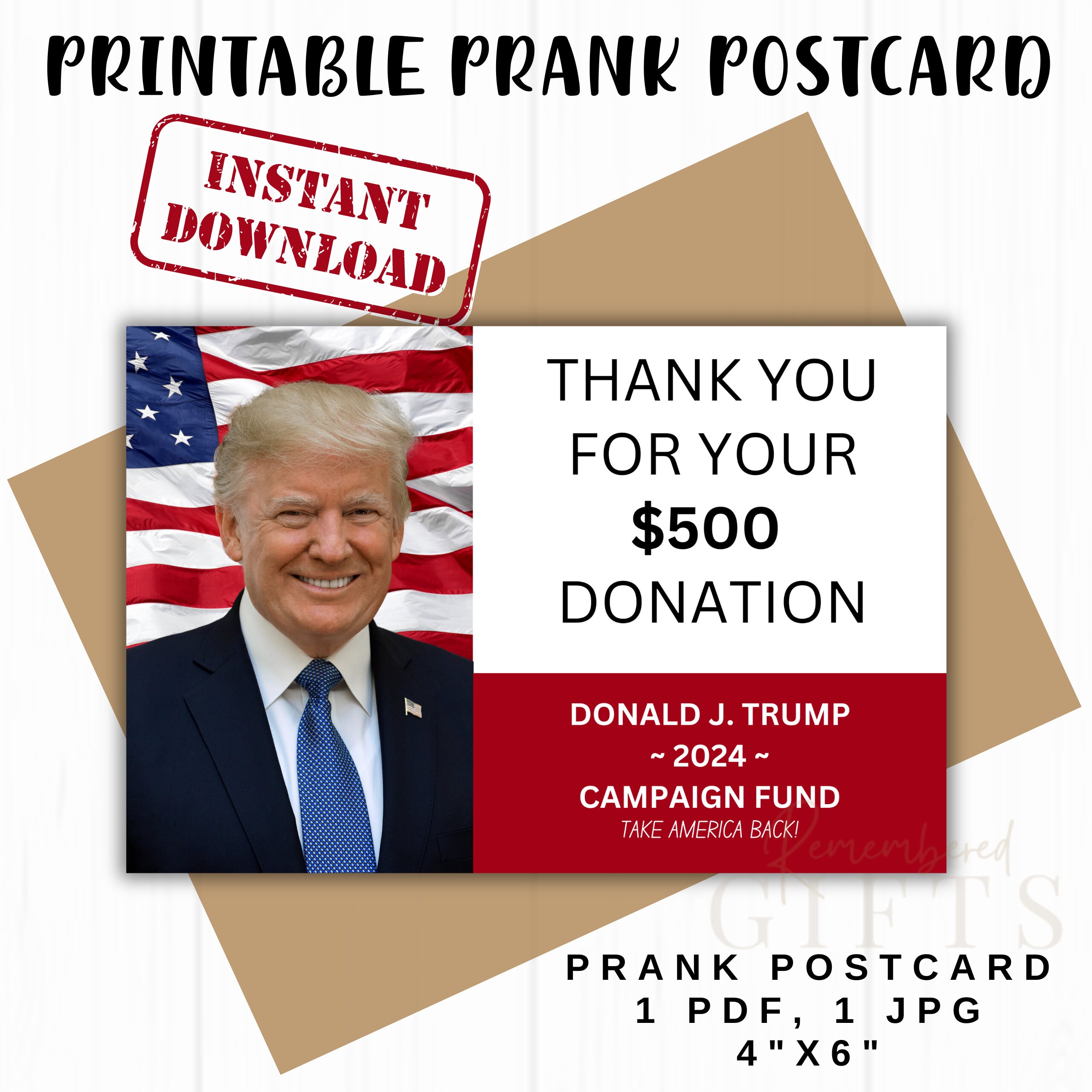 TRUMP PRANK POSTCARD | 2024 Donald J. Trump Campaign Prank Postcard ...
