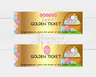 EASTER GOLDEN TICKET | Easter Egg Hunt | Printable Easter Golden Ticket | Easter Golden Egg | Golden Ticket 5.75"x2"